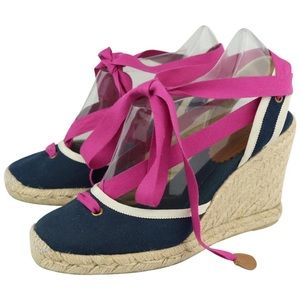 J. Crew Carolyn Navy and Magenta Espadrilles